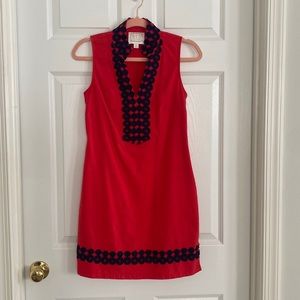 Sail to Sable Preppy Tunic Dress Red and Navy XS